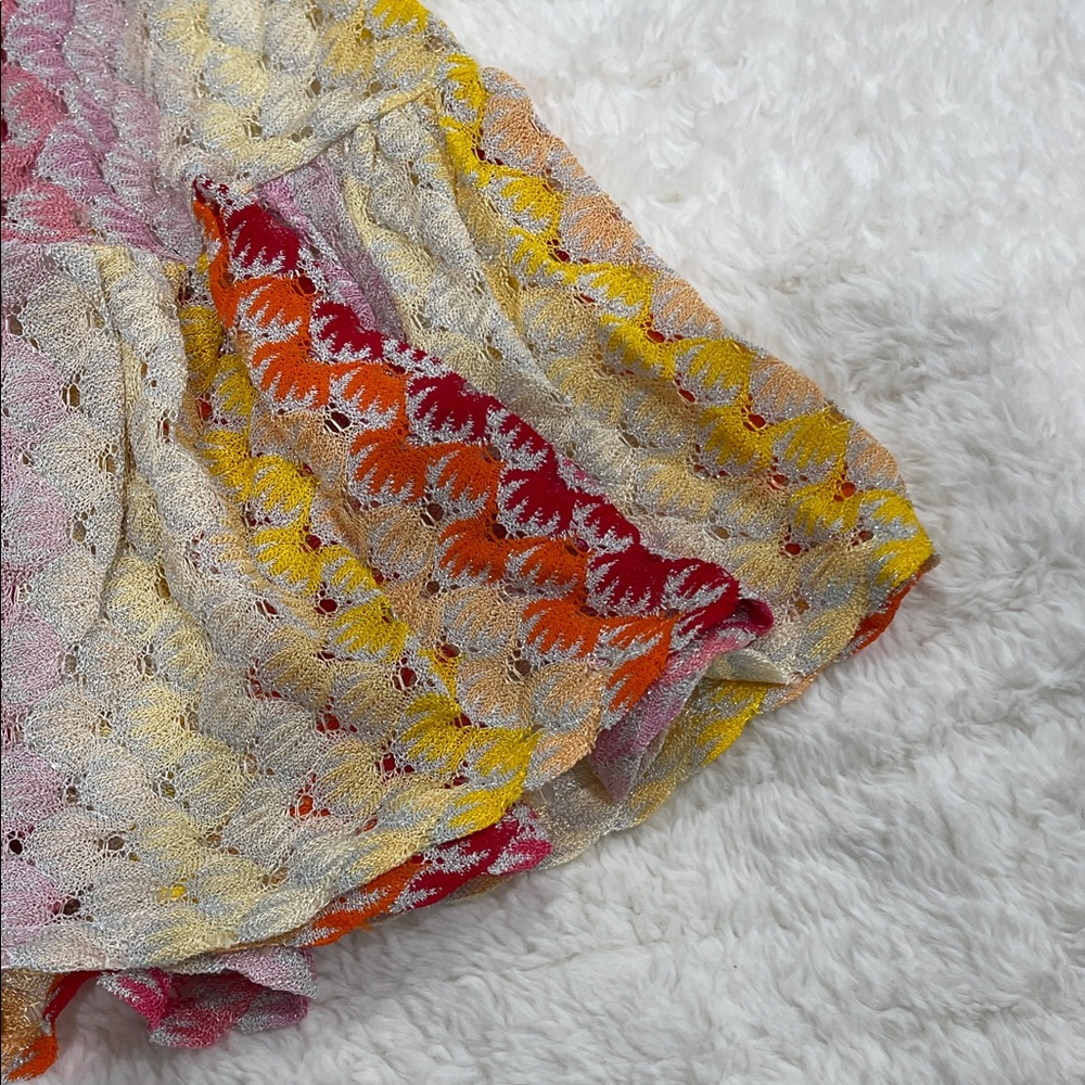 Missoni Multicolor Crochet Tiered Mini Skirt - Pink, Yellow, Orange - Picture 9 of 11